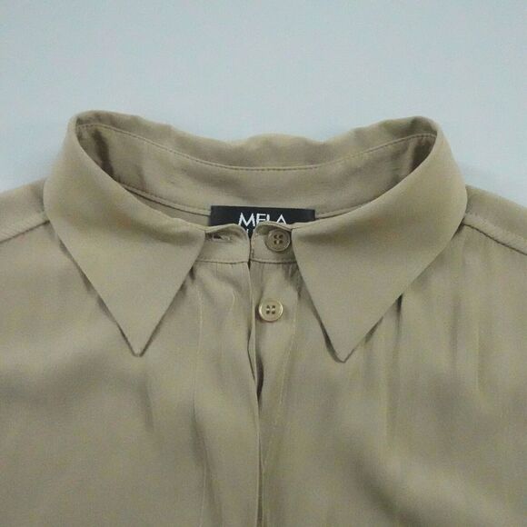 MELA PURDIE Technical Polyester Shirt Women XXS Khaki Button-Up Pocket Australia - Picture 10 of 15